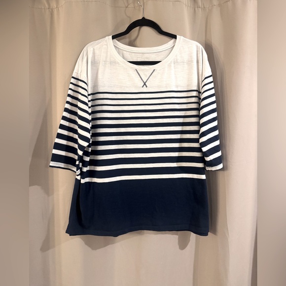 Sonoma Navy Blue  and White Striped Women's Top - Picture 1 of 6